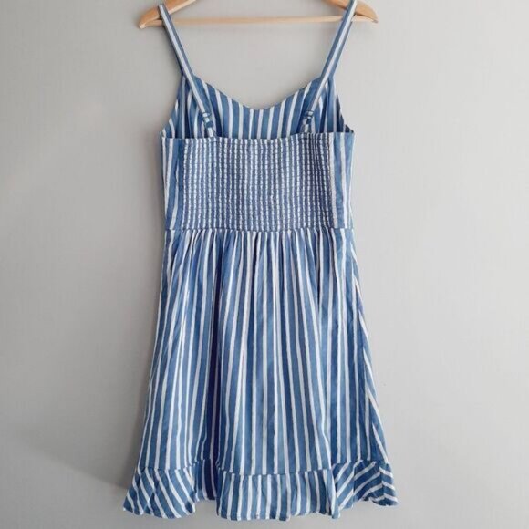 OLD NAVY Cami Fit & Flare Dobby-Stripe Ruffle-Hem Dress Sz M - Picture 8 of 14